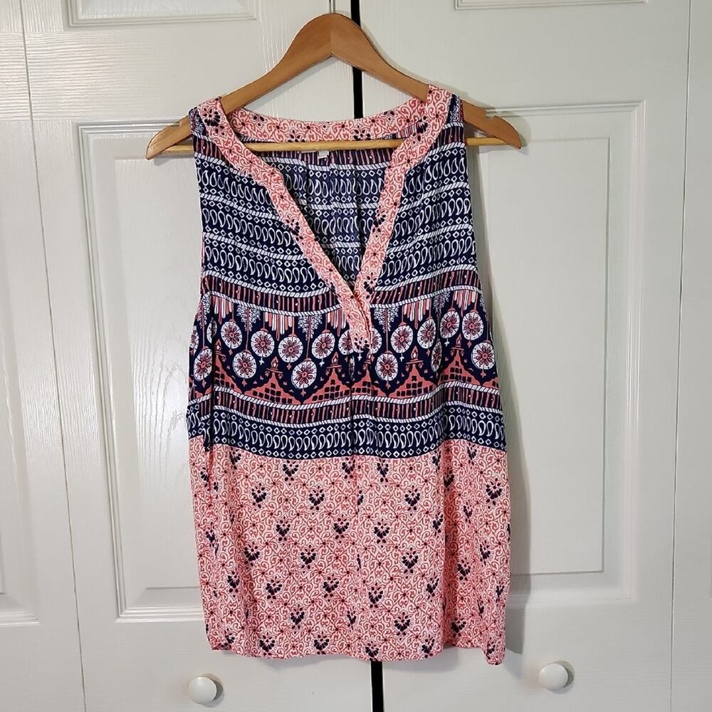 Rose & Rhyme Womens Colorful Abstract Floral Tank Top SZ Med Beach Southwestern